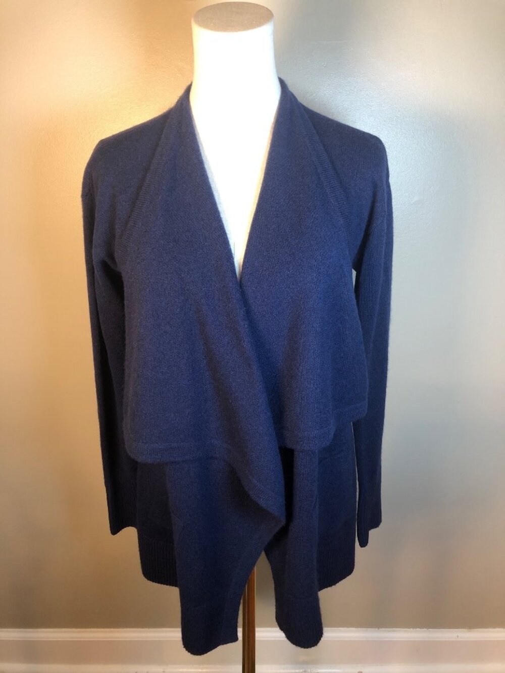 Lilly Pulitzer 100% Cashmere Draped Waterfall Cardigan Blue Size S Quiet Luxury